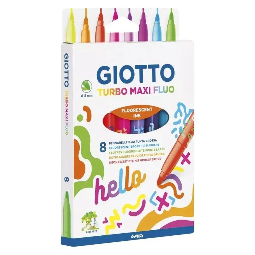 Pisaki Turbo Maxi Fluo 8 kolorów - Giotto