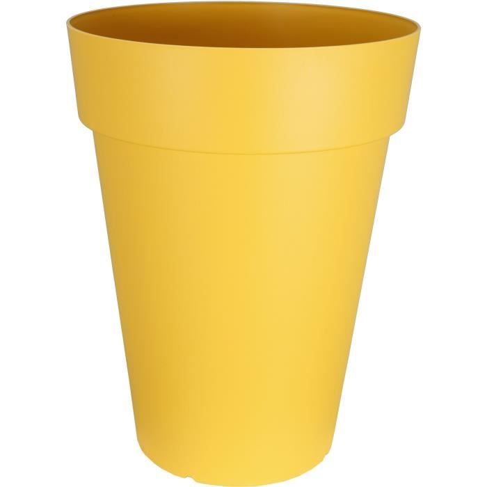 Skrzynka na kwiaty RIVIERA SOLEILLA HIGH - Plastik - Wysokość 66 cm - Żółta