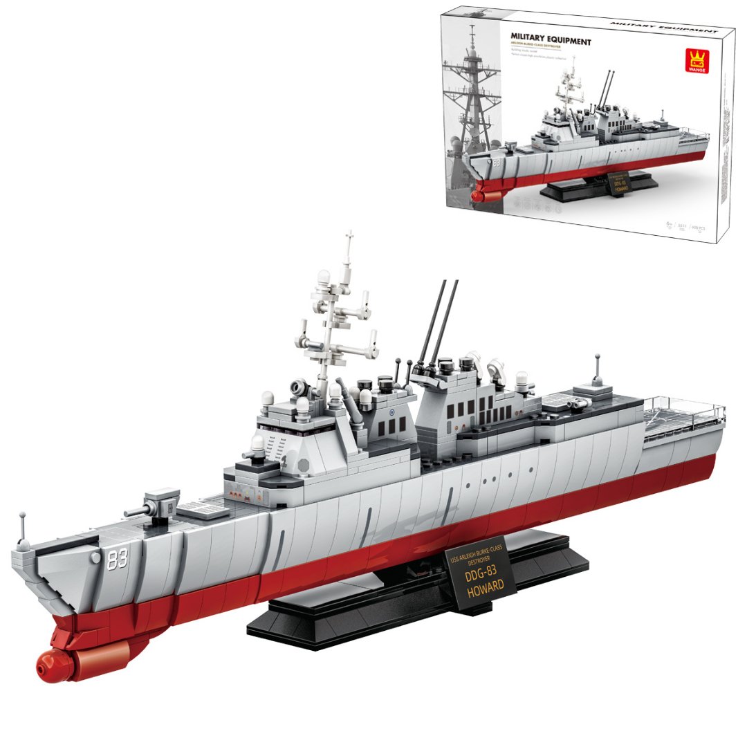 Klocki konstrukcyjne Wange Wange 5511 - Okręt Niszczyciel Arleigh Burke-class, 600 elementów