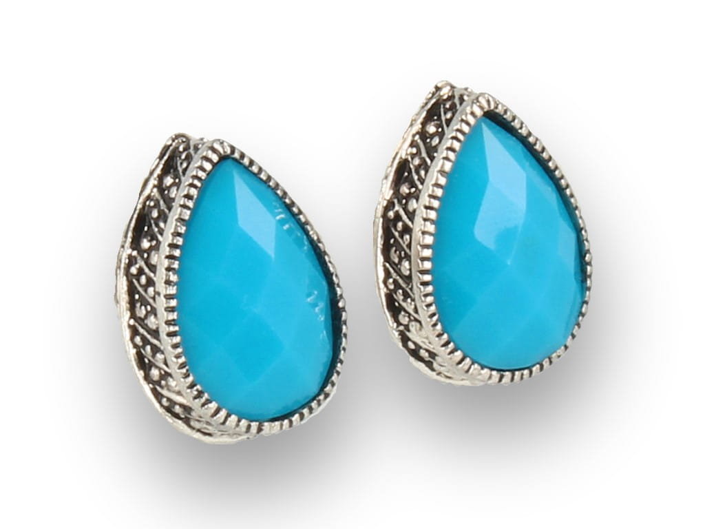 Klipsy do uszu srebrne z niebieskim kryształem