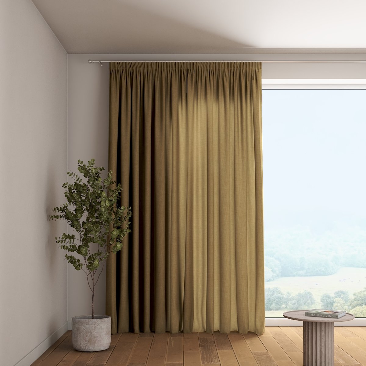Zasłona na taśmie marszczącej 1 szt., khaki, Sensuale Premium