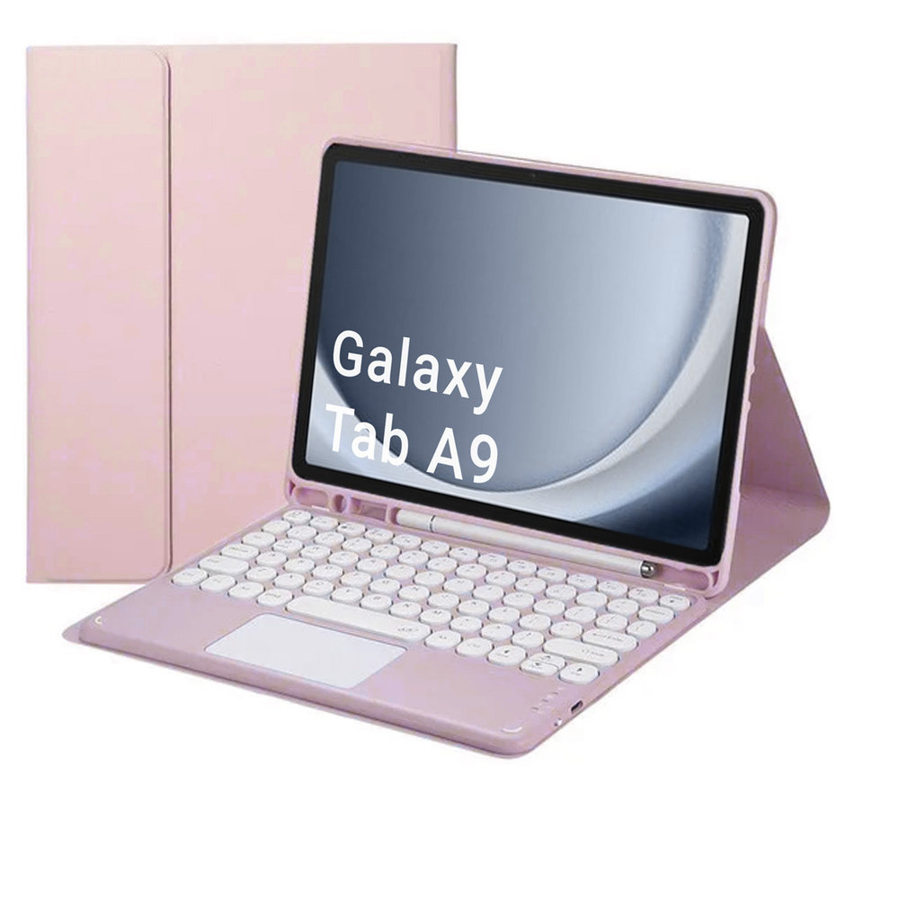 Etui z klawiaturą Bluetooth touchpad do Samsung Galaxy Tab A9 8.7 X110/X115 (Różowe)