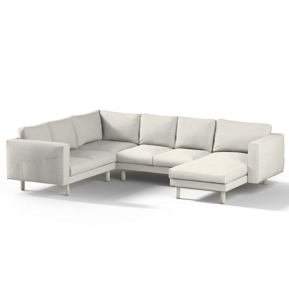 Pokrowiec na sofę narożną Norsborg 5-osobową z szezlongiem, Silver(jasnoszary), 231/291 x 88/157 x 85 cm, Cotton Panama