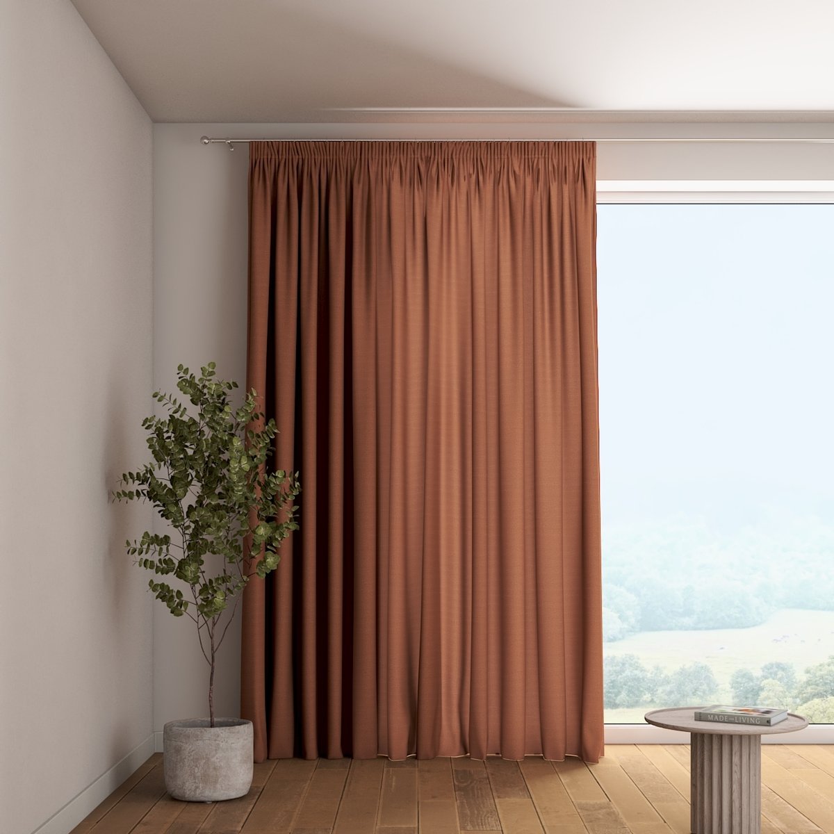 Zasłona na taśmie marszczącej 1 szt., brązowy, Loneta