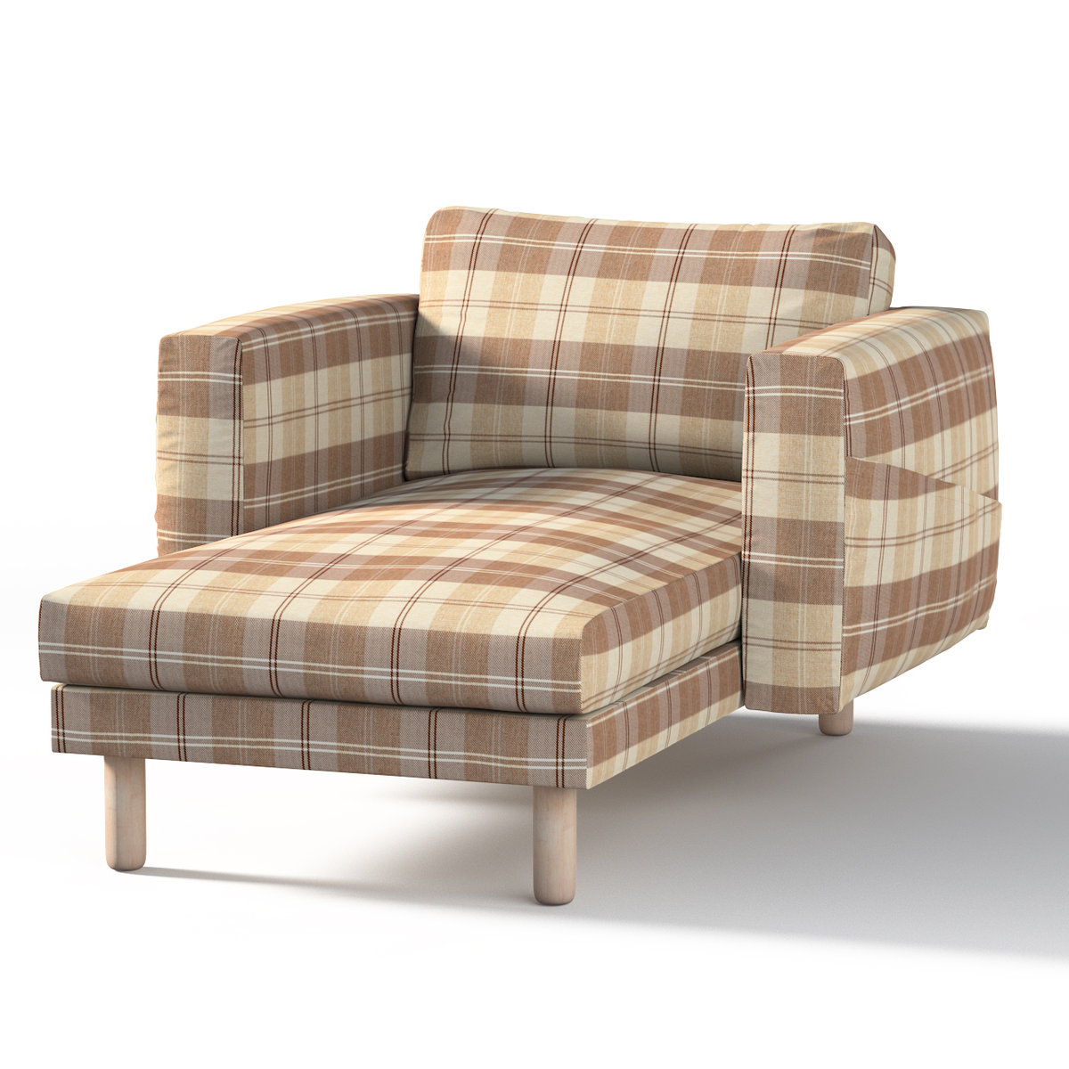 Pokrowiec na szezlong Norsborg z podłokietnikami, krata brązowo-beżowa, 110 x 157 x 85 cm, Edinburgh