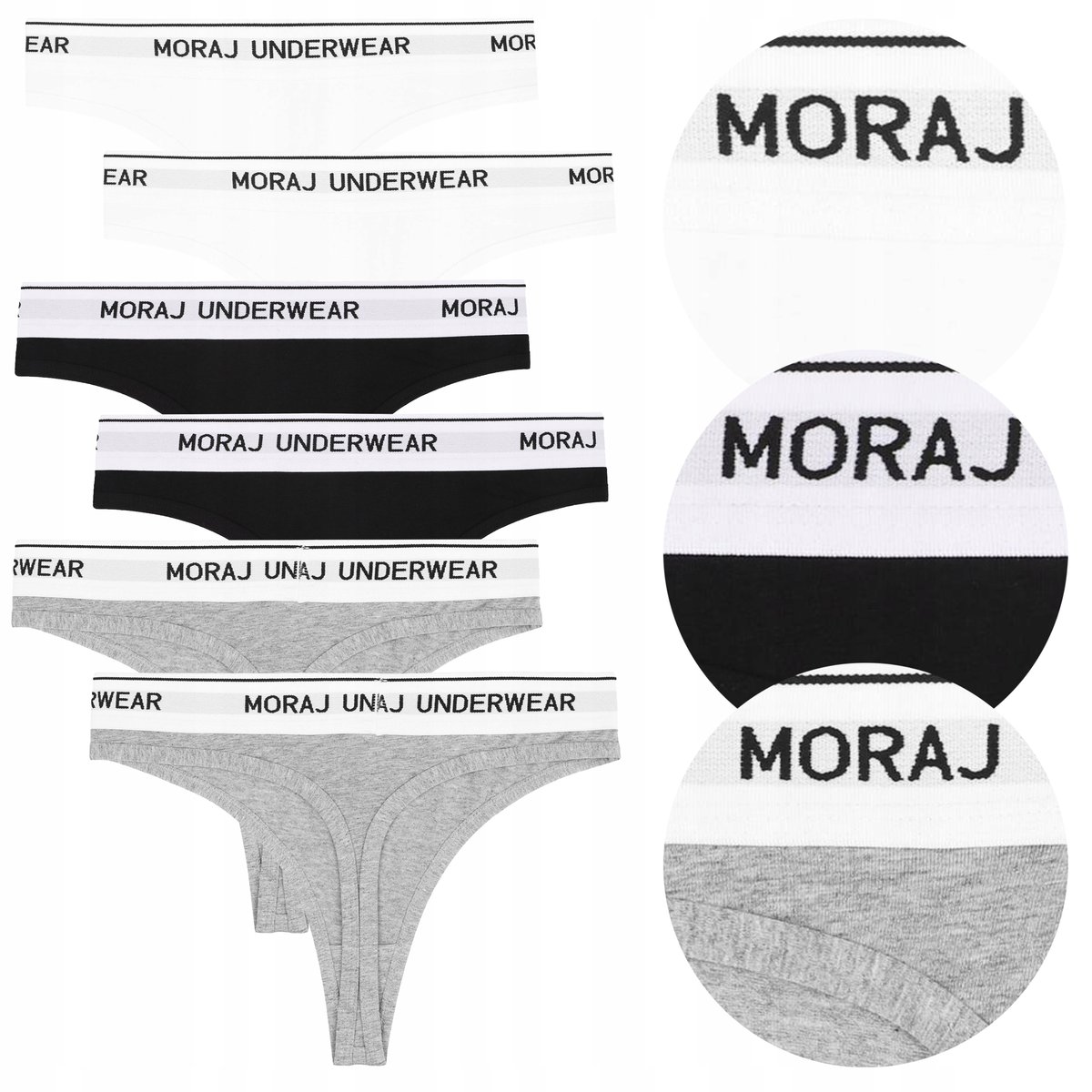 6x STRINGI MAJTKI DAMSKIE Bawełniane Kobiece Zestaw 6 Pak MORAJ r. XL