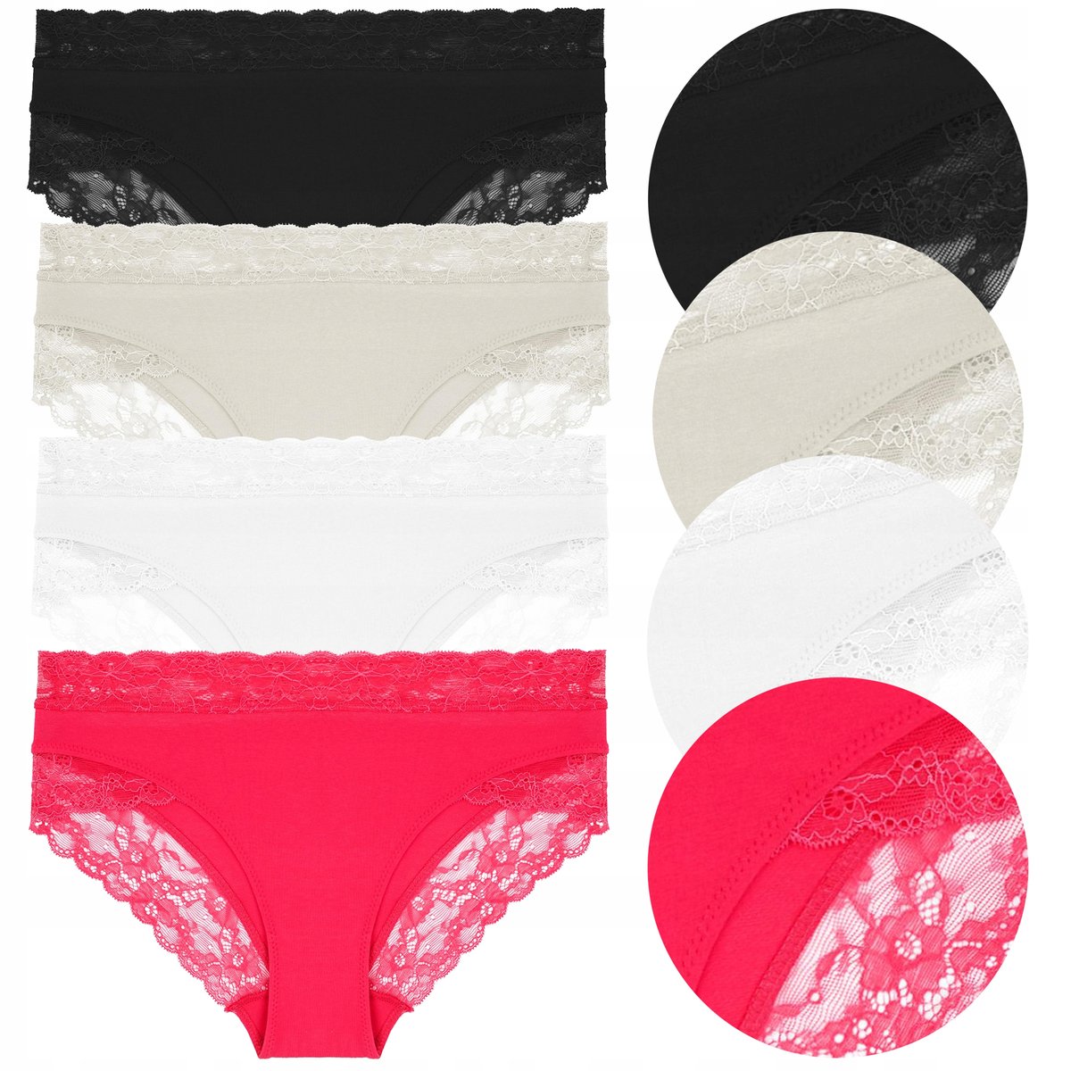 4x FIGI MAJTKI DAMSKIE Bawełniane Zestaw 4 Pak Wysoki Stan MORAJ r. XL