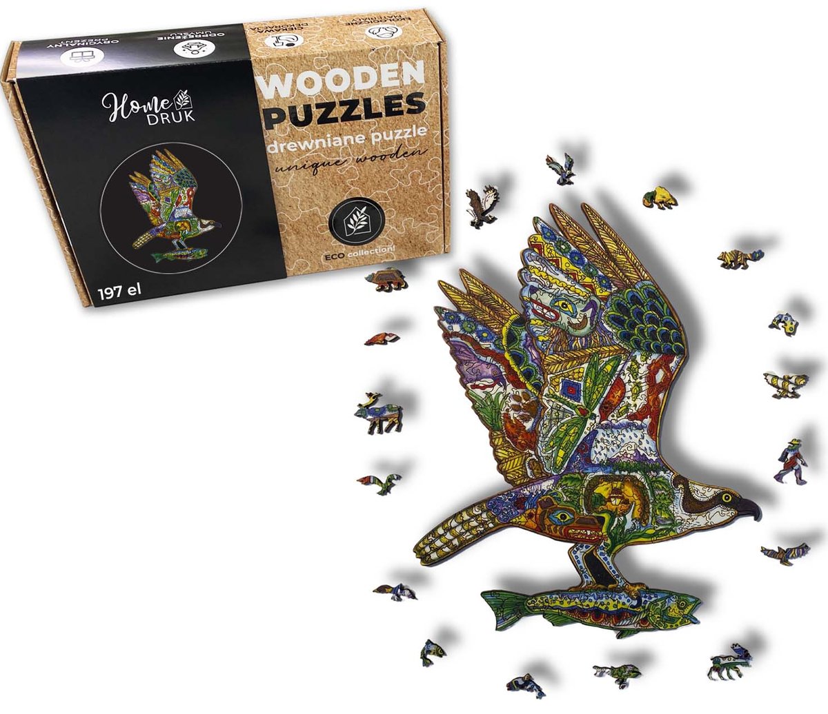 Puzzle Drewniane dla dzieci i dorosłych Rybołów Osprey