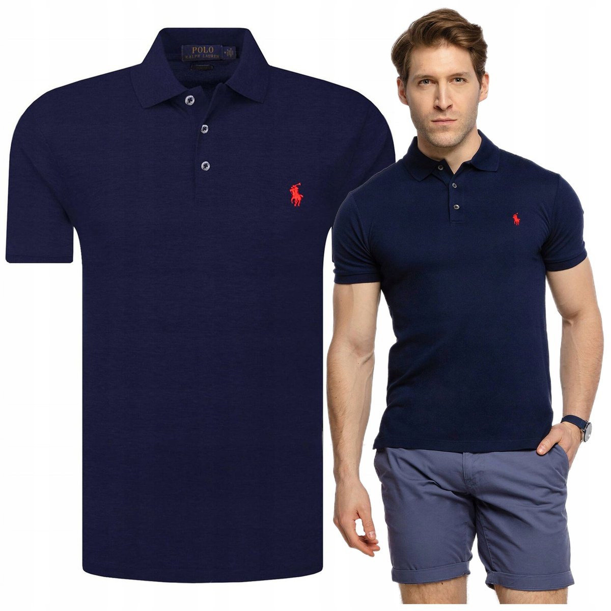 RALPH LAUREN męska koszulka polo granat SLIM RALPH LAUREN męska koszulka polo granat SLIM r.XL