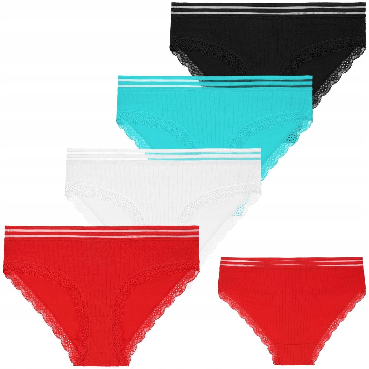4x Koronkowe FIGI MAJTKI DAMSKIE Bawełniane Pasek Kobiecie MORAJ r. 2XL