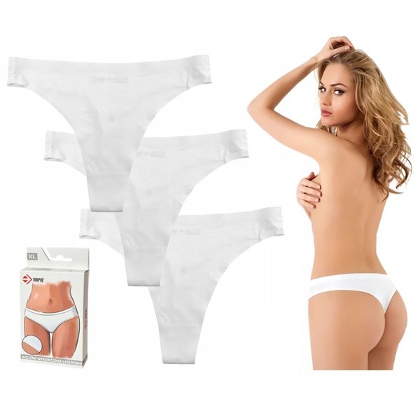 Stringi Damskie Laserowo Cięte Zestaw 3Szt MORAJ r. XL