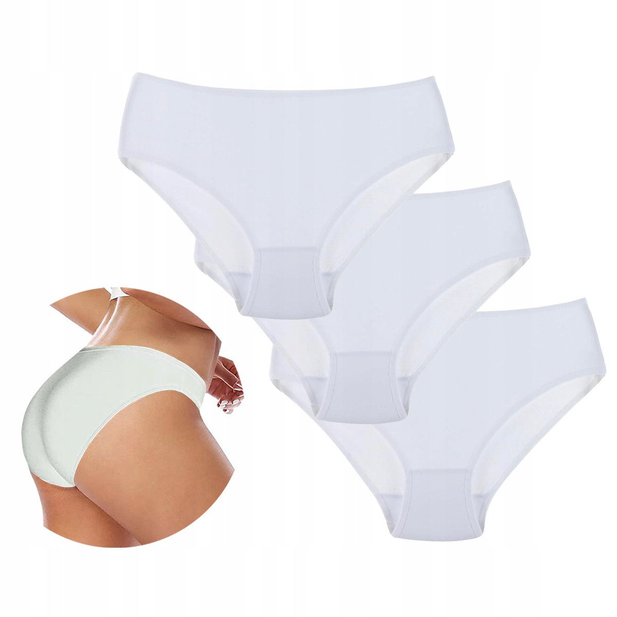 Białe FIGI MAJTKI DAMSKIE Jednokolorowe Moraj L r. L