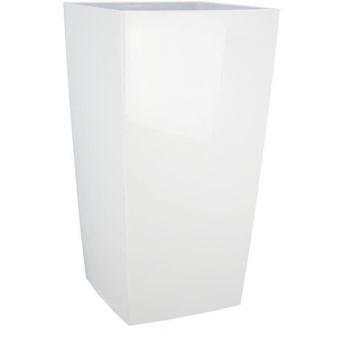 Kwadratowa skrzynka na kwiaty RIVIERA NUANCE - Plastik - D38xG38xW69 cm - Biały