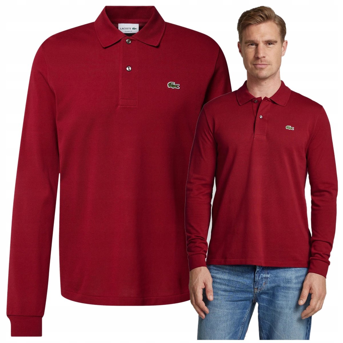 bordowa koszulka meska regular elegancki longsleeve lacoste PREMIUM bordowa koszulka meska regular elegancki longsleeve lacoste PREMIUM r.M