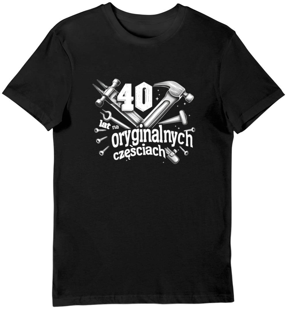 Koszulka 40 lat na oryginalnych częściach czarna 2XL