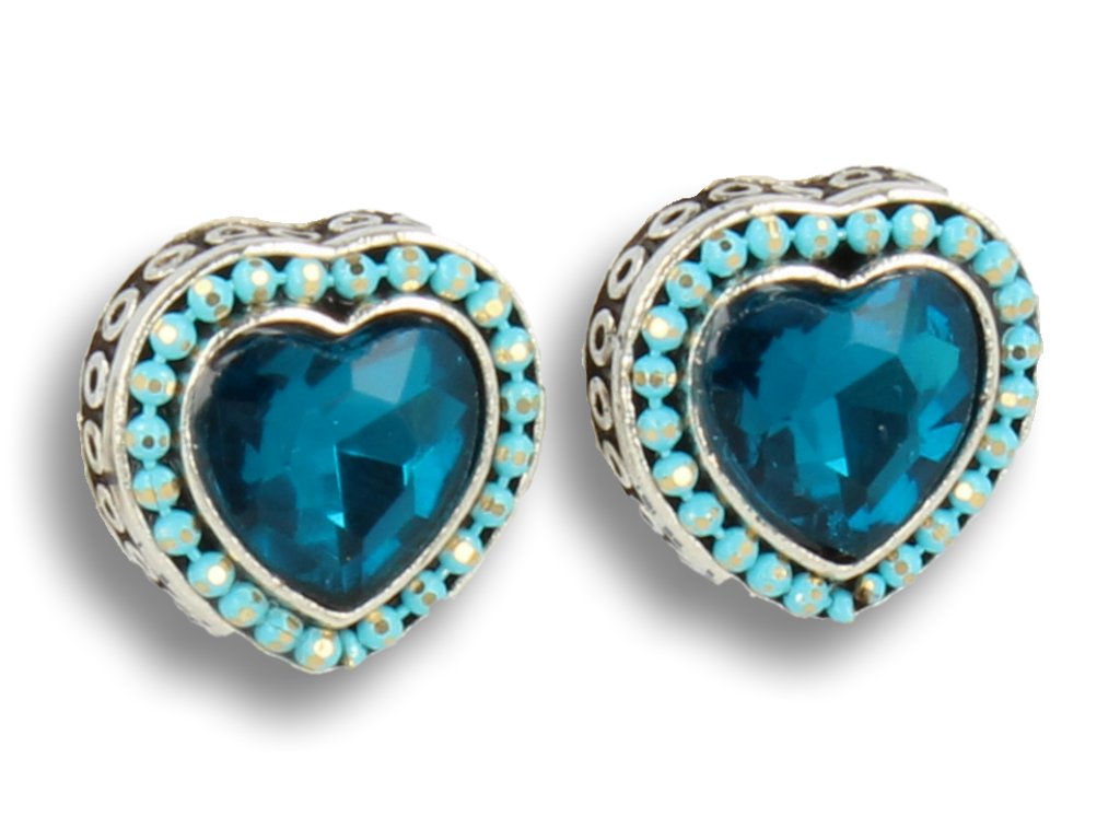 Klipsy do uszu w stylu Vintage, niebieskie w srebrnej oprawie