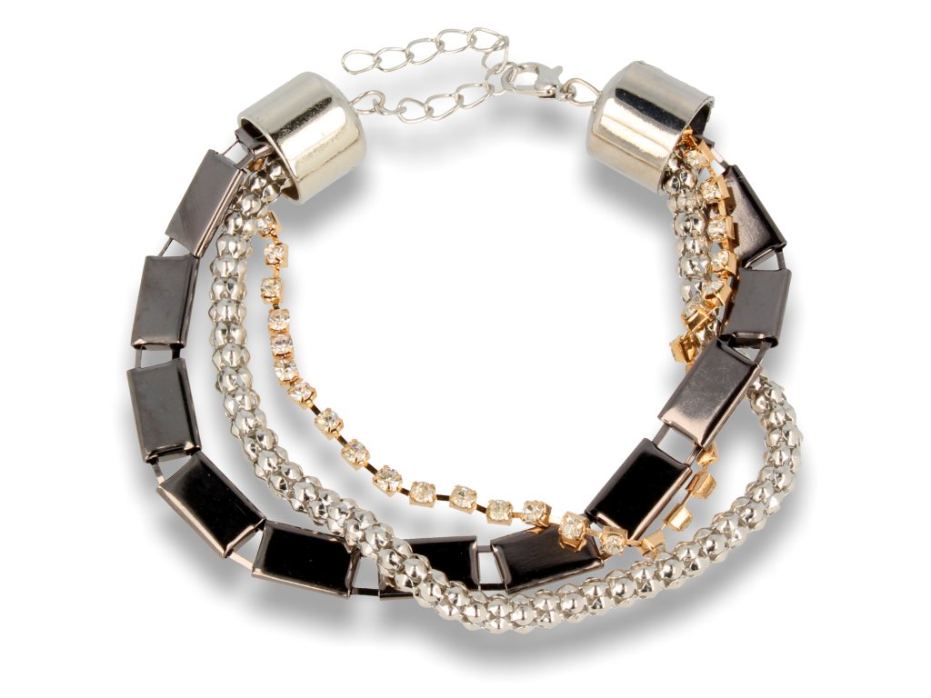 Srebrna Bransoletka damska 3 różne łańcuszki