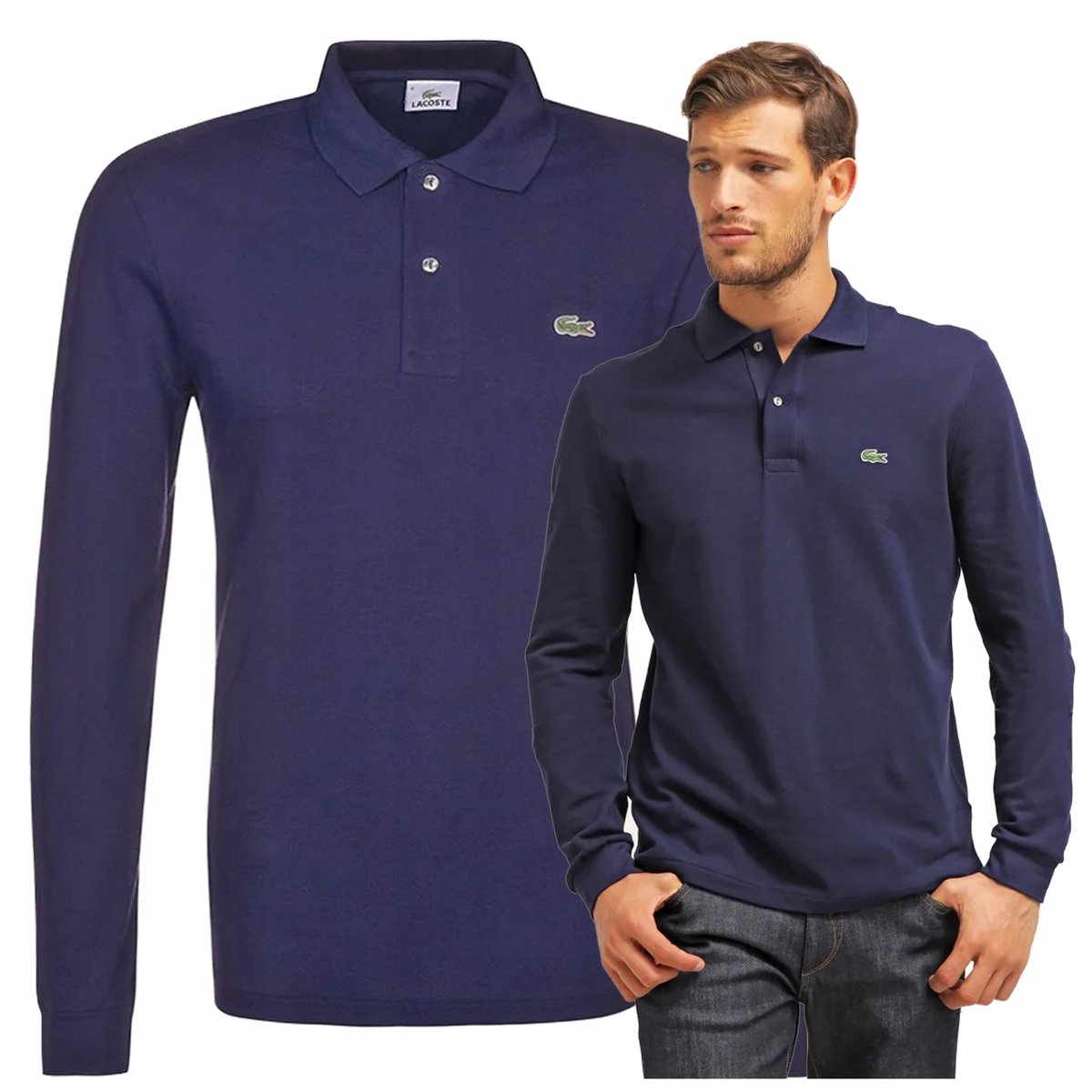 granatowa koszulka meska regular elegancki longsleeve lacoste PREMIUM granatowa koszulka meska regular elegancki longsleeve lacoste PREMIUM r.S