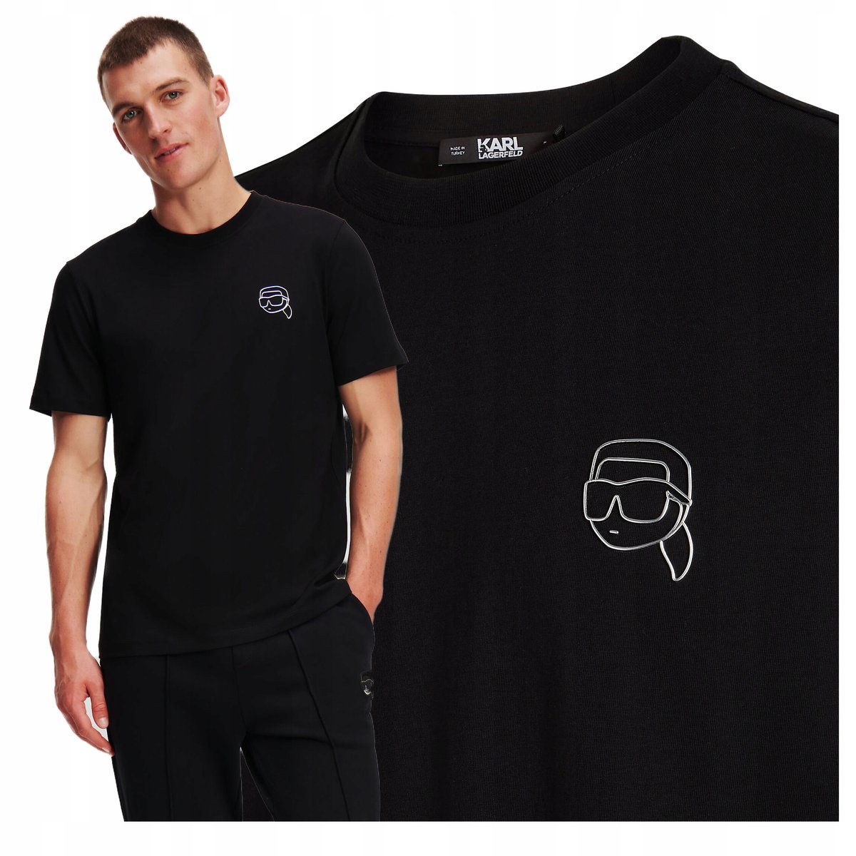 czarna koszulka meska karl lagerfeld tshirt meski małe logo bawelniany czarna koszulka meska karl lagerfeld tshirt meski małe logo bawelniany r.L