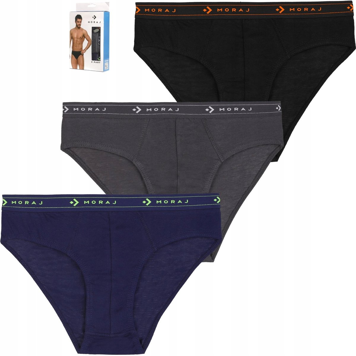 3x Majtki SLIPY MĘSKIE 100% Bawełniane Slipki MORAJ Zestaw Komplet r. 3XL