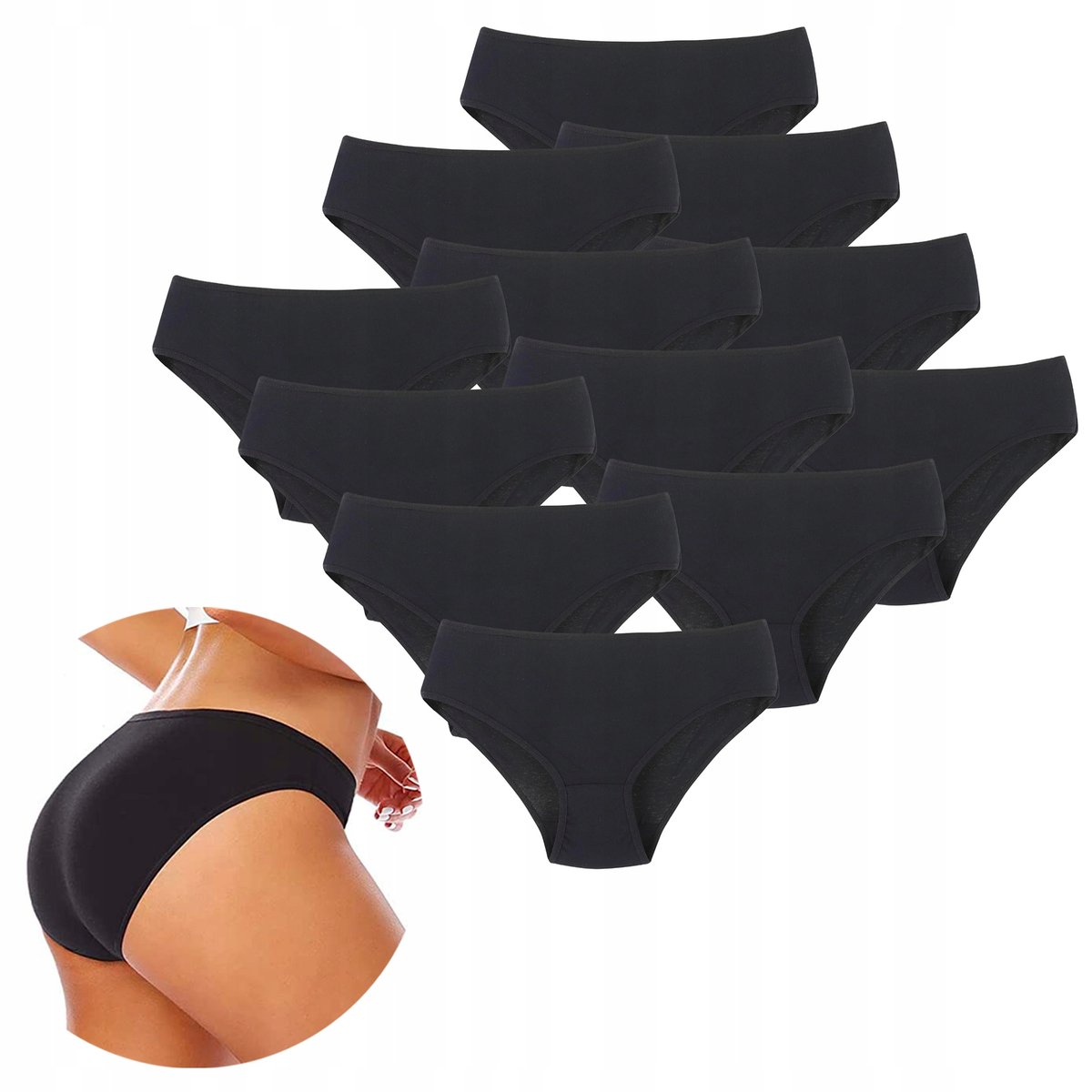 Czarne FIGI MAJTKI DAMSKIE Jednokolorowe Moraj M r. M