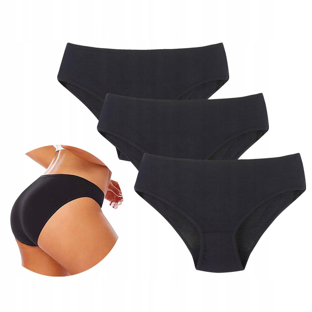 Czarne FIGI MAJTKI DAMSKIE Jednokolorowe Moraj L r. L