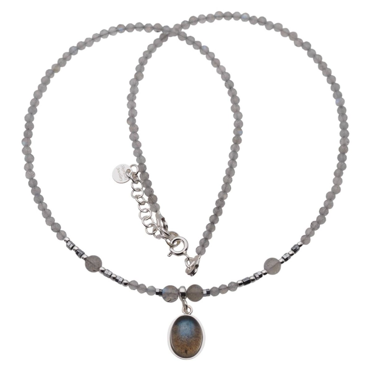 Naszyjnik z zawieszką - Labradoryt i srebro