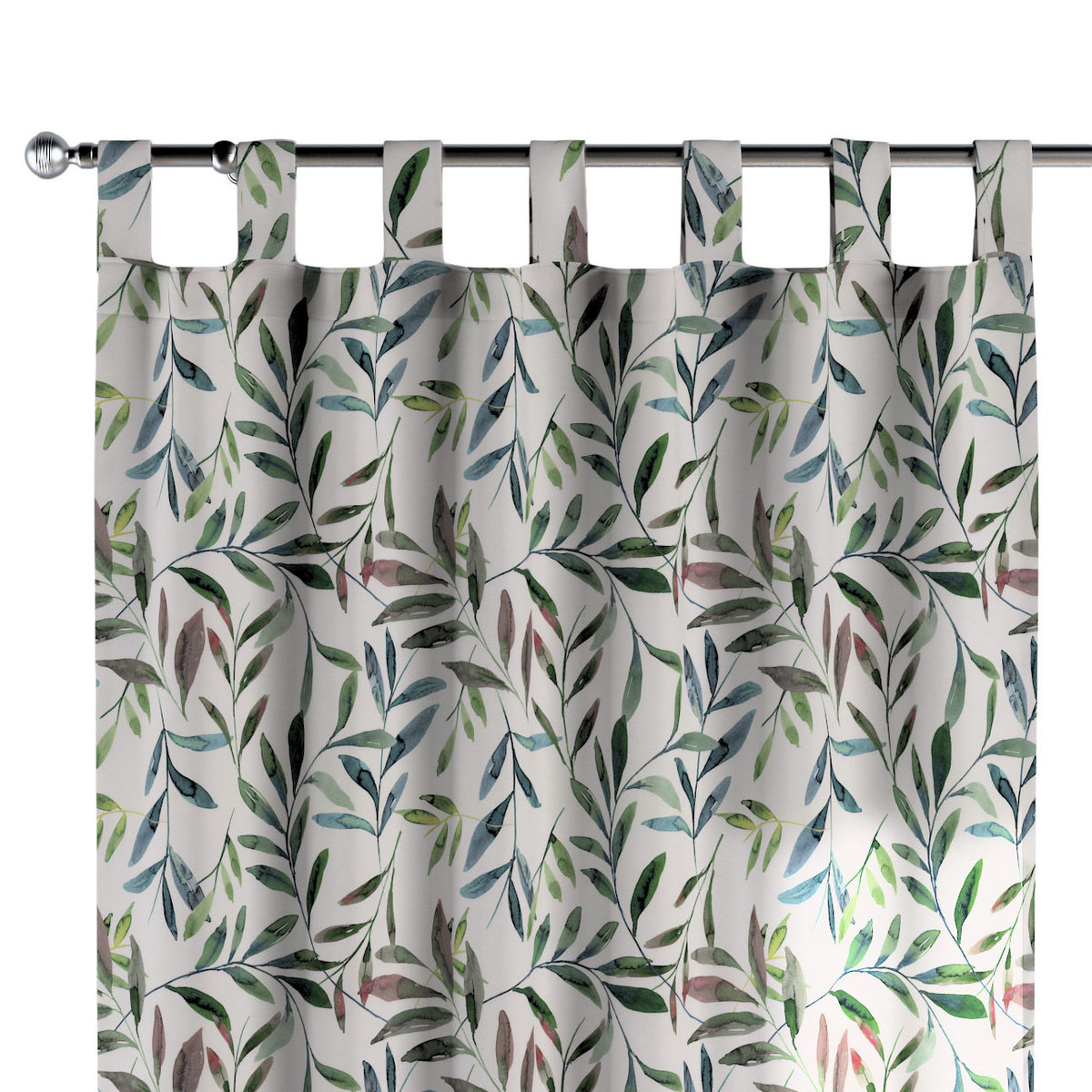 Zasłona na szelkach 1 szt., zielone gałązki na białym tle, Eden