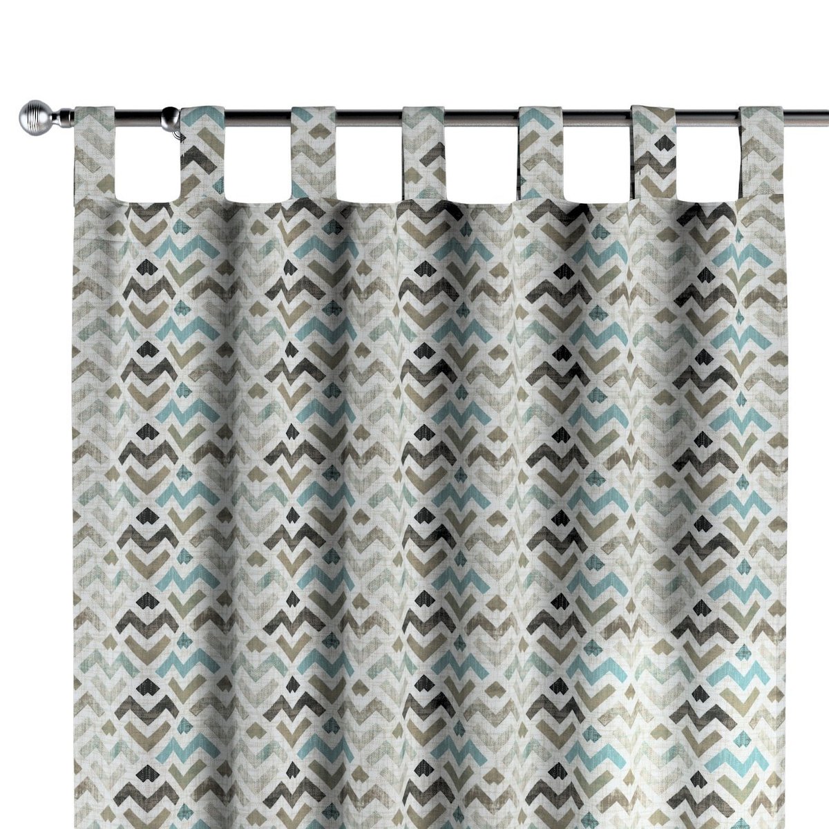 Zasłona na szelkach 1 szt., wzór geometryczny w odcieniach pastelowego błękitu i beżu na jasnym tle , Modern