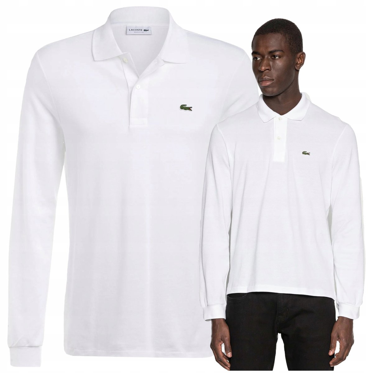 biała koszulka meska regular elegancki longsleeve lacoste PREMIUM biała koszulka meska regular elegancki longsleeve lacoste PREMIUM r.M