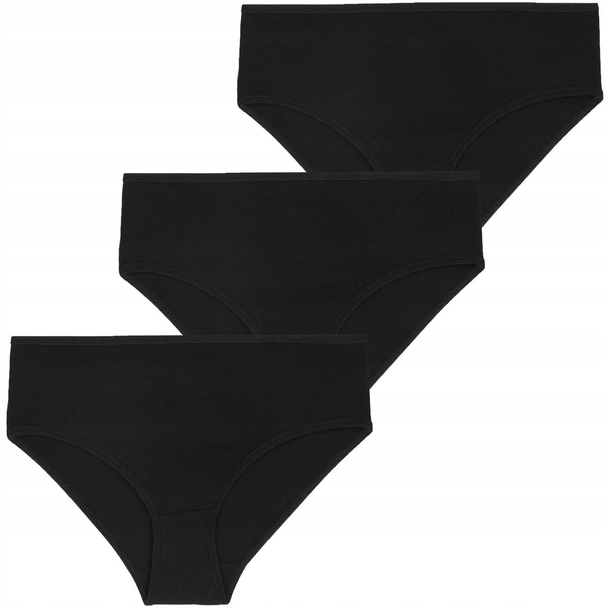 3x MAJTKI Bawełniane FIGI DAMSKIE Czarne MORAJ 3 Pak Zestaw XL r. XL