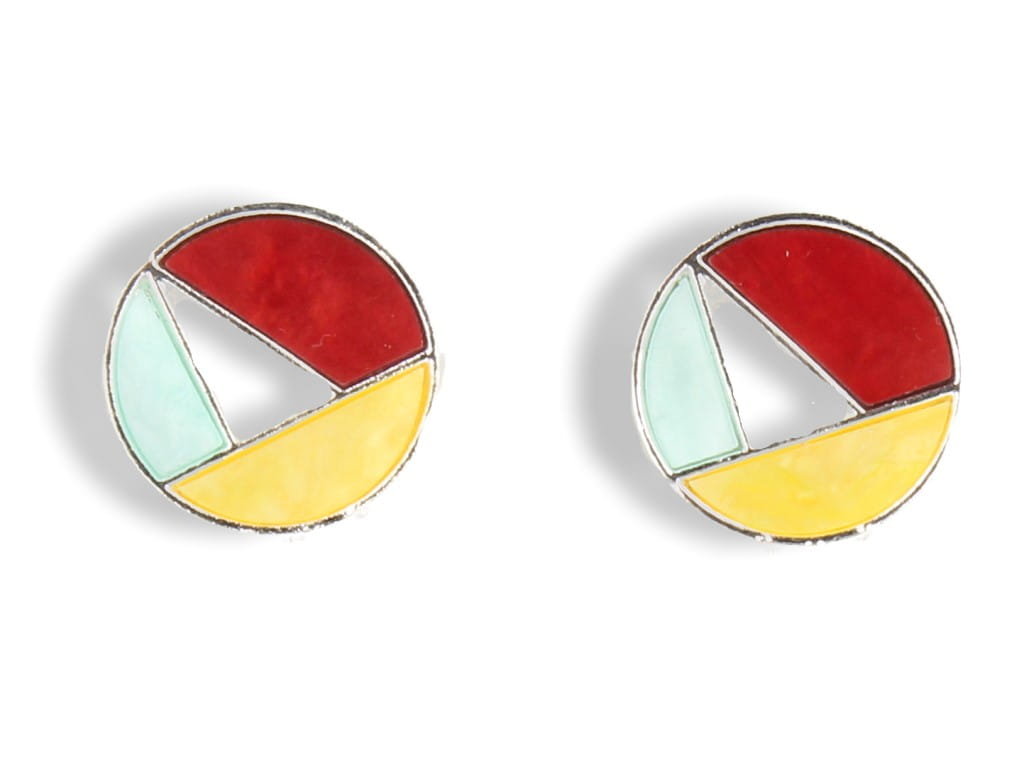 Klipsy do uszu srebrne pejzaż kolorowy