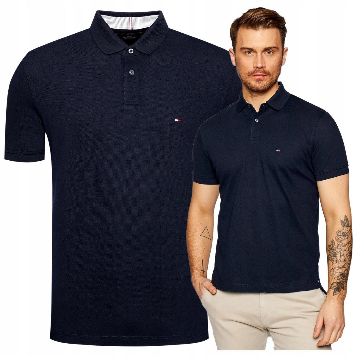 TOMMY HILFIGER granatowa polowka meska koszulka polo meska PREMIUM TOMMY HILFIGER granatowa polowka meska koszulka polo meska PREMIUM r.XXL