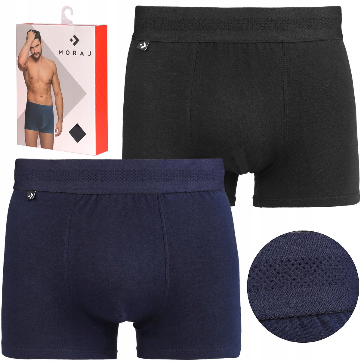 BOKSERKI MĘSKIE MAJTKI Gładkie Bawełniane MORAJ r. M