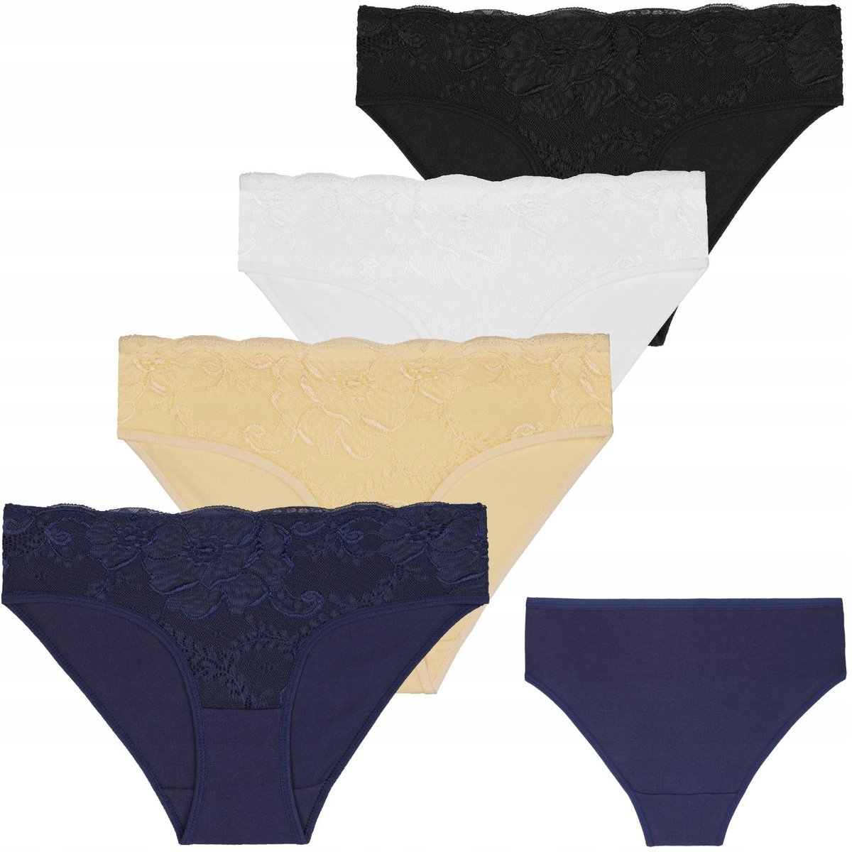 4x Koronkowe FIGI MAJTKI DAMSKIE Bawełniane Koronka Kobiecie MORAJ r. 2XL