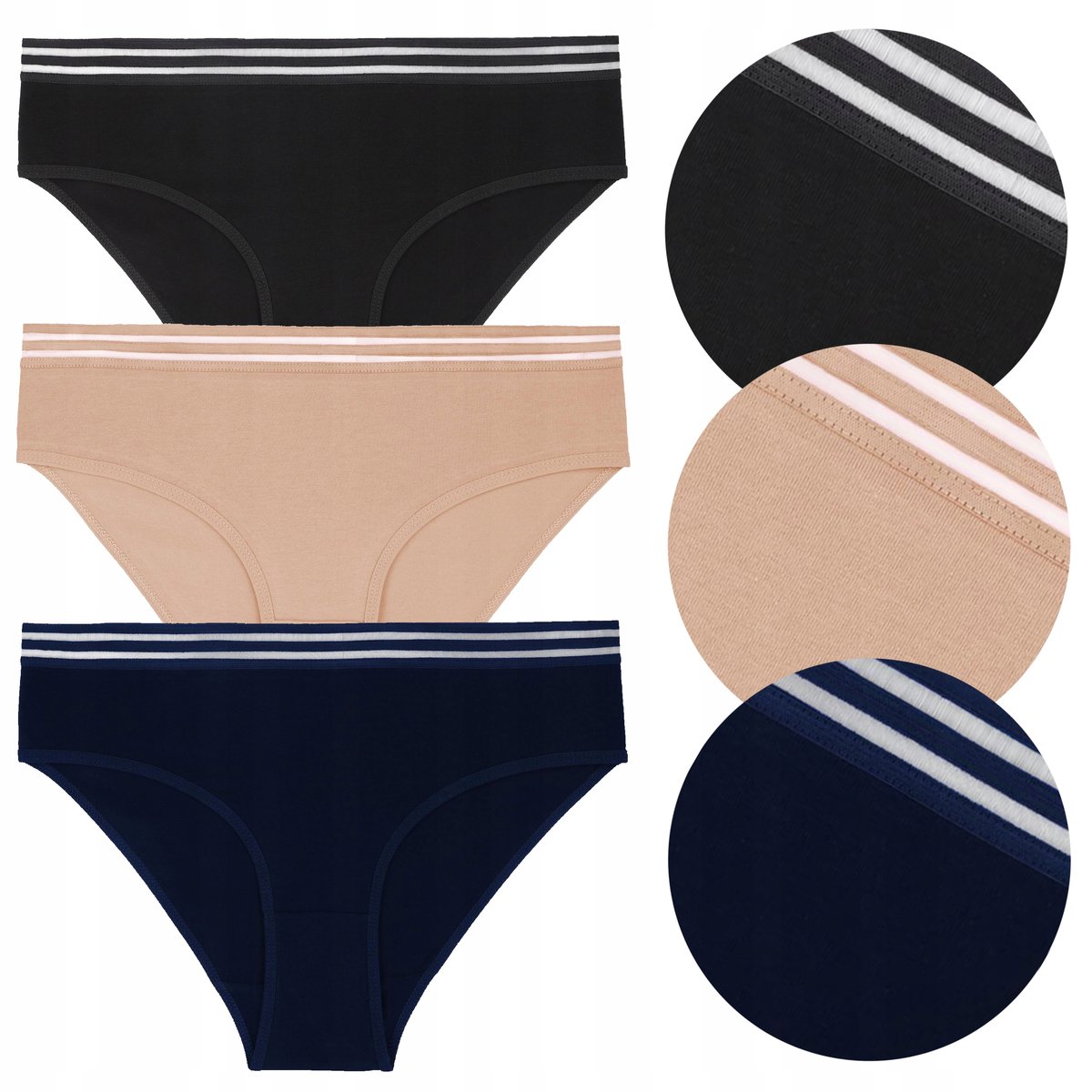 3x FIGI MAJTKI DAMSKIE Bawełniane Kobiece Zestaw 3 Pak MORAJ r. L