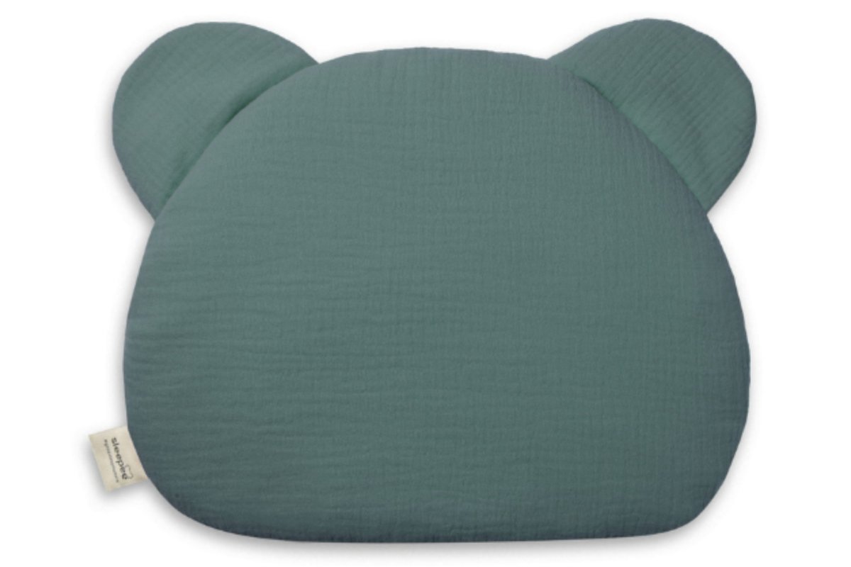 Misiowa Poduszka Muślinowa Ocean_Green