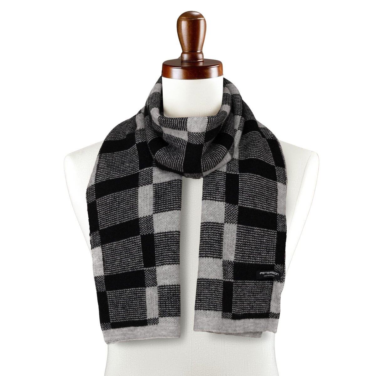 Duży ciepły szal męski w kratę modny elegancki szalik PETERSON długi