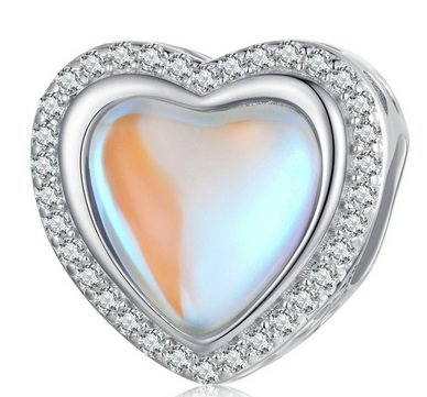 Charms serce opalizujący kamień SREBRO Wysoka Jakość s925