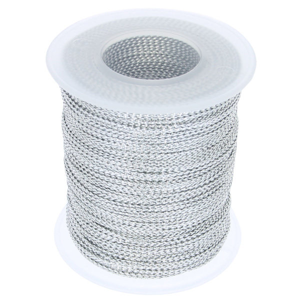 Sznurek Nylonowy Metalizowany Srebrny 1mm-Szpula ~ 100 m