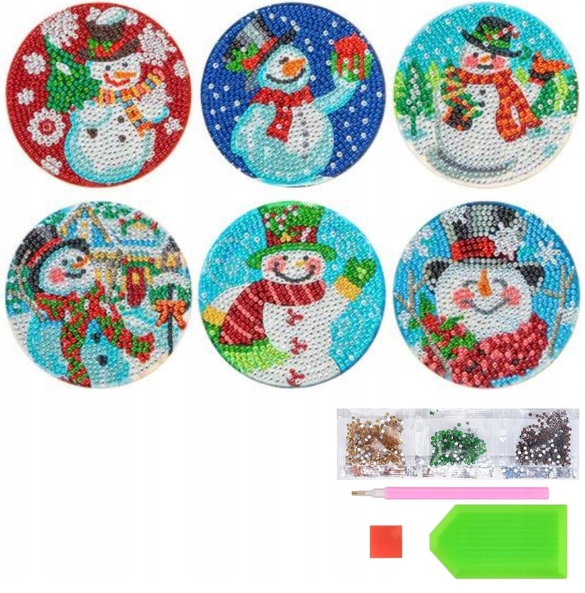 Drewniane podkładki na stół DIAMOND PAINTING Świąteczne Haft Mozaika Zestaw