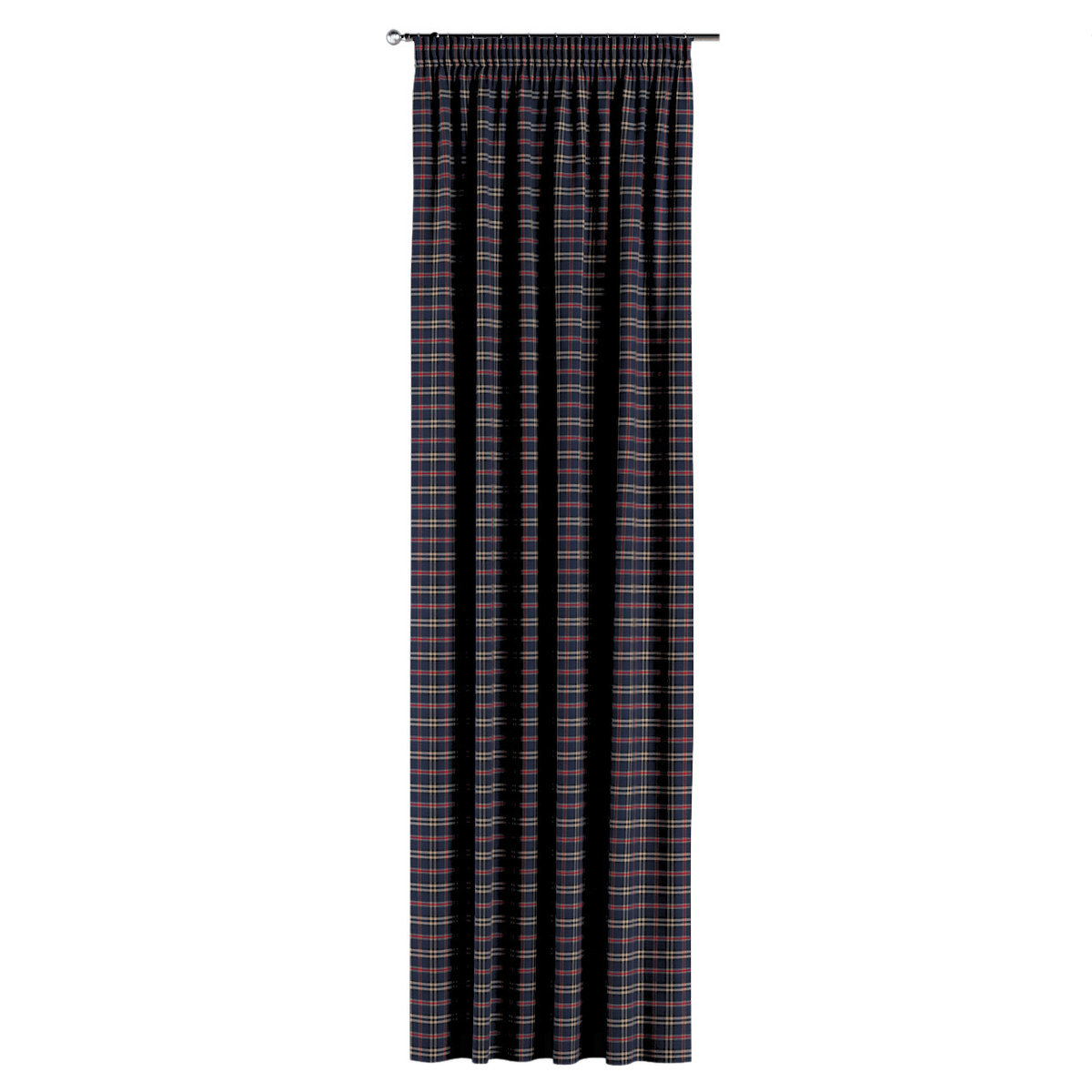 Zasłona na taśmie marszczącej 1 szt., granatowo-czerwona kratka, Christmas
