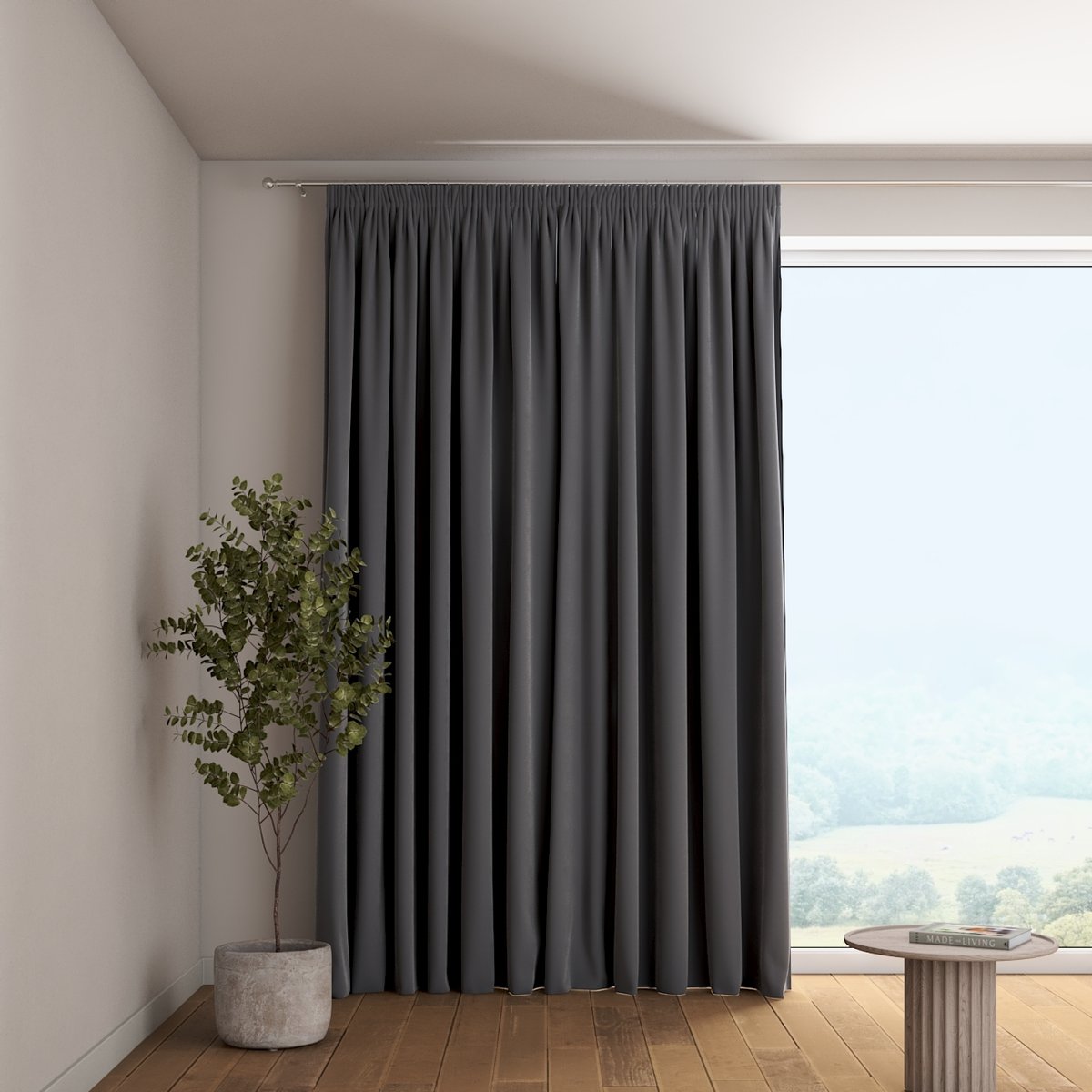 Zasłona na taśmie marszczącej 1 szt., grafitowy szary, Velvet