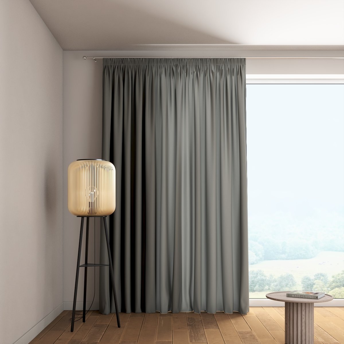 Zasłona na taśmie marszczącej 1 szt., szary, Quadro