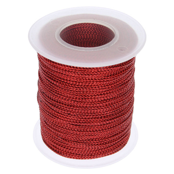 Sznurek Nylonowy Metalizowany Czerwony 1mm-Szpula ~ 100 m