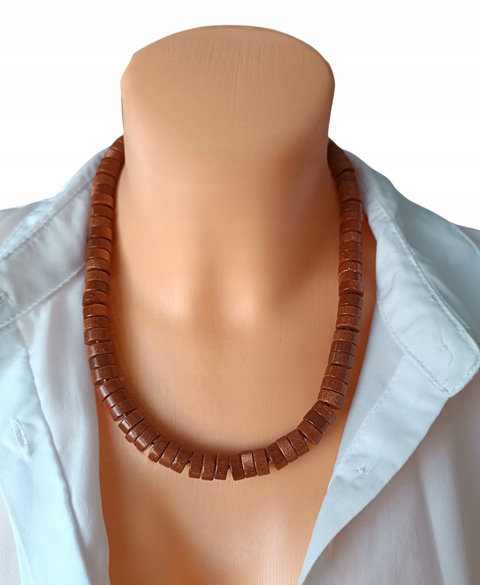 Ekskluzywny naszyjnik brąz PIASEK PUSTYNI PASTYLKI 45cm PREZENT