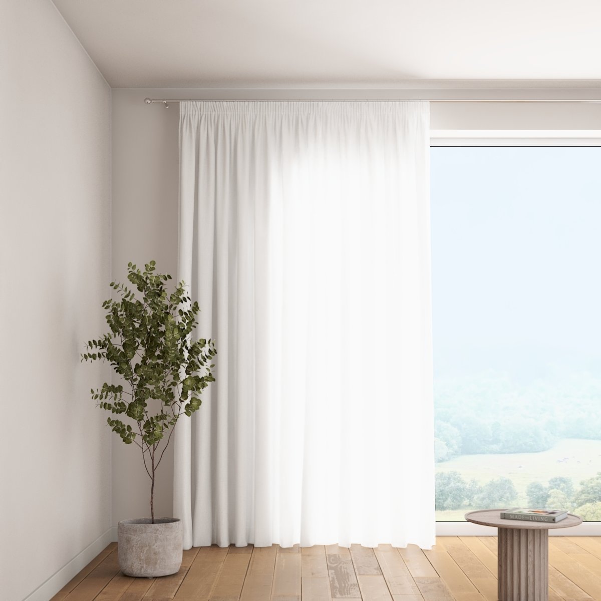 Zasłona na taśmie marszczącej 1 szt., biały, Delicate Premium