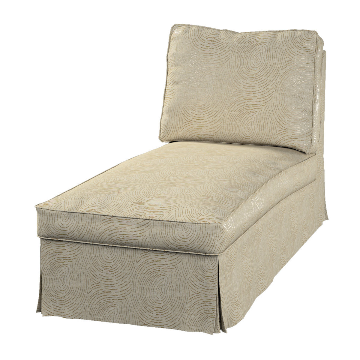 Pokrowiec na szezlong/ leżankę Ektorp wolnostojący prosty tył, beżowo-złoty wzór, 63 x 166 x 73 cm, Living II