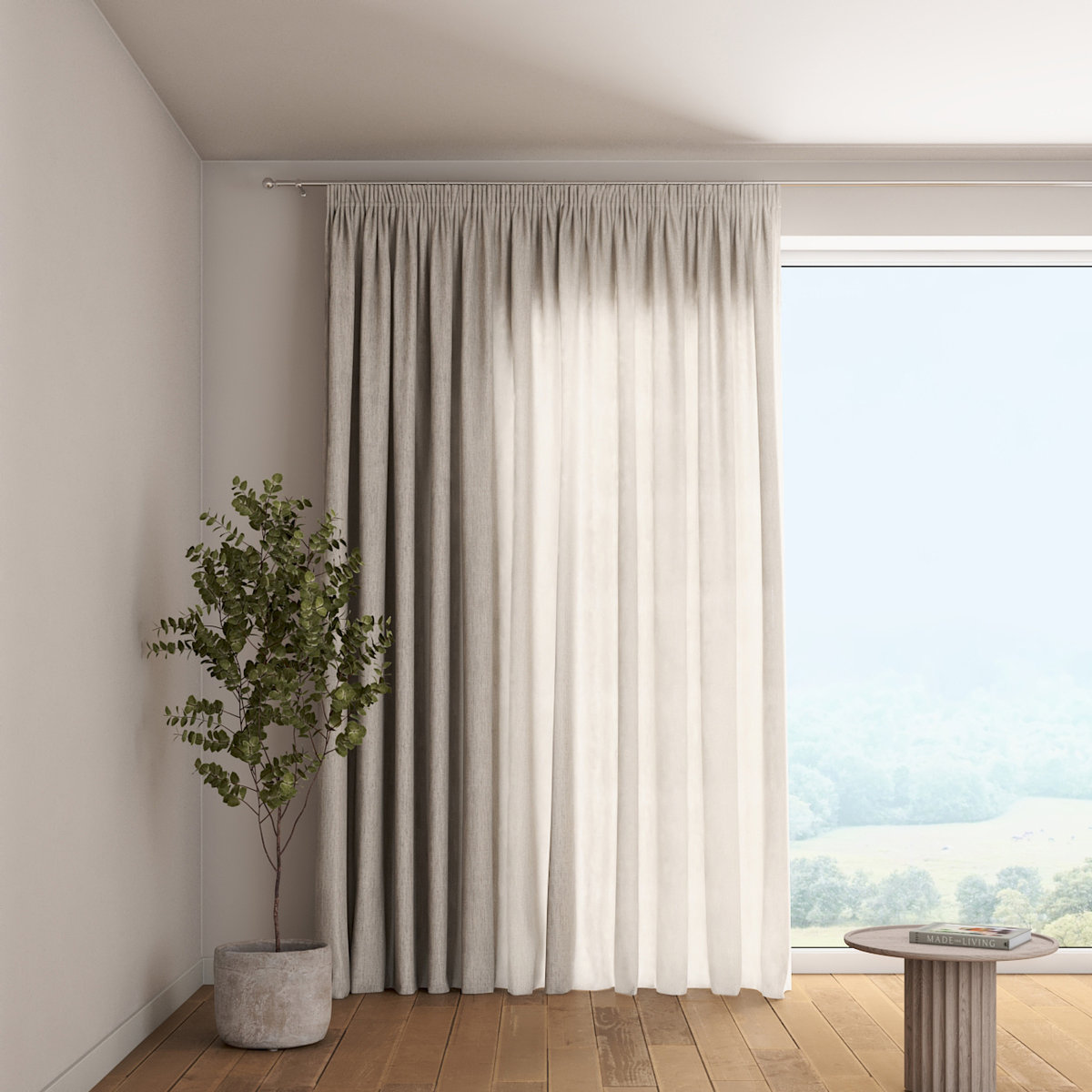 Zasłona na taśmie marszczącej 1 szt., jasno beżowy, Delicate Premium