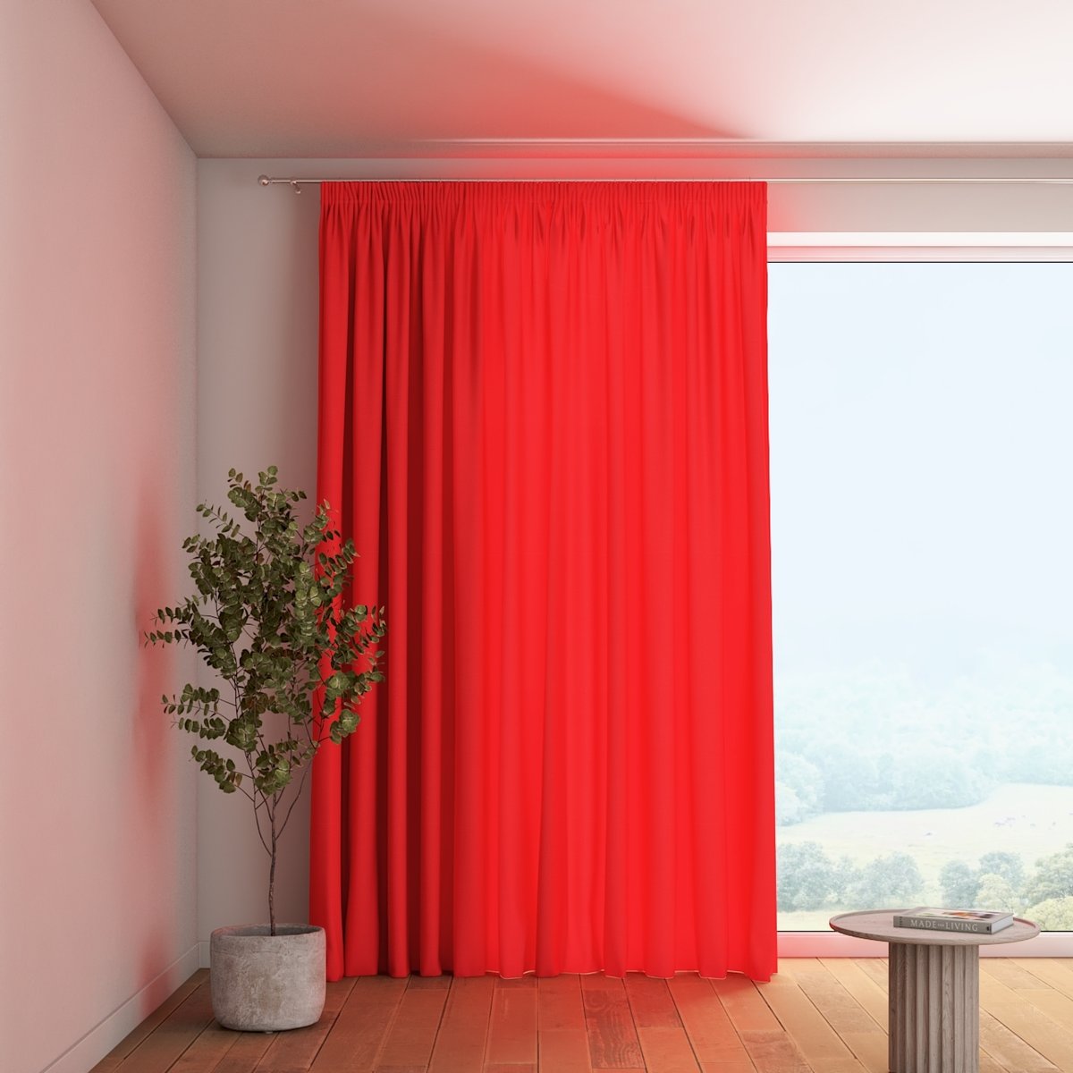 Zasłona na taśmie marszczącej 1 szt., czerwony, Loneta